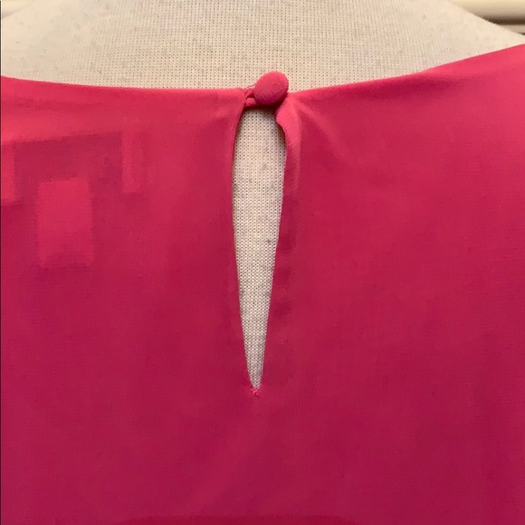 Bisou Bisou pink chiffon, ruffled sleeve blouse - Picture 6 of 7